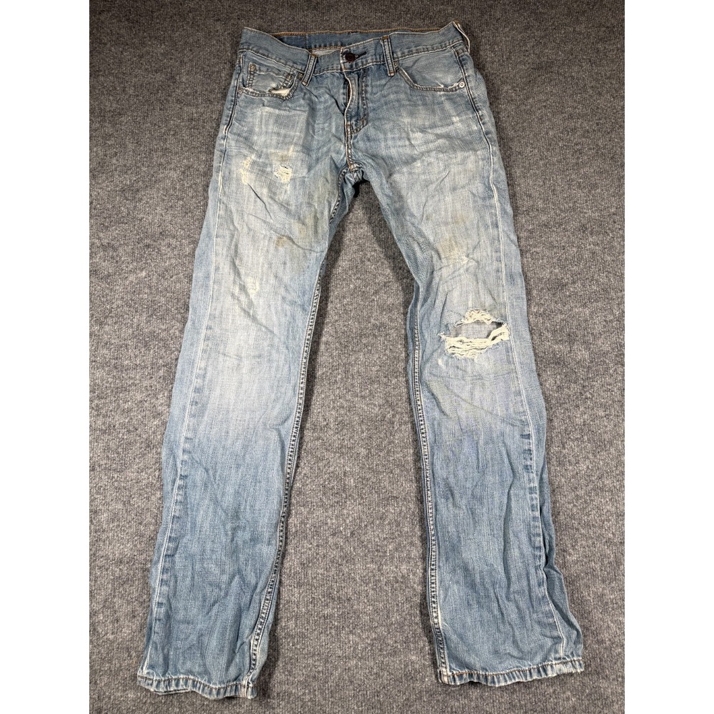 Levi's 527 Jeans Mens 30x32 Blue Denim Distressed Straight Leg Mid Rise Red Tab